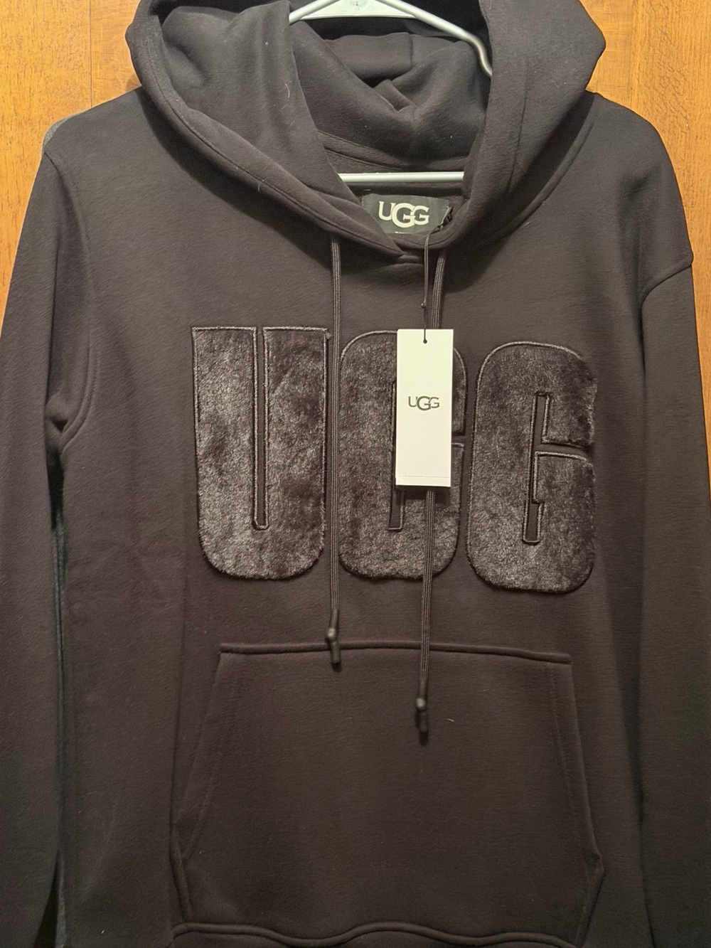UGG Women’s Black Crewneck Hoodie with Plush Logo